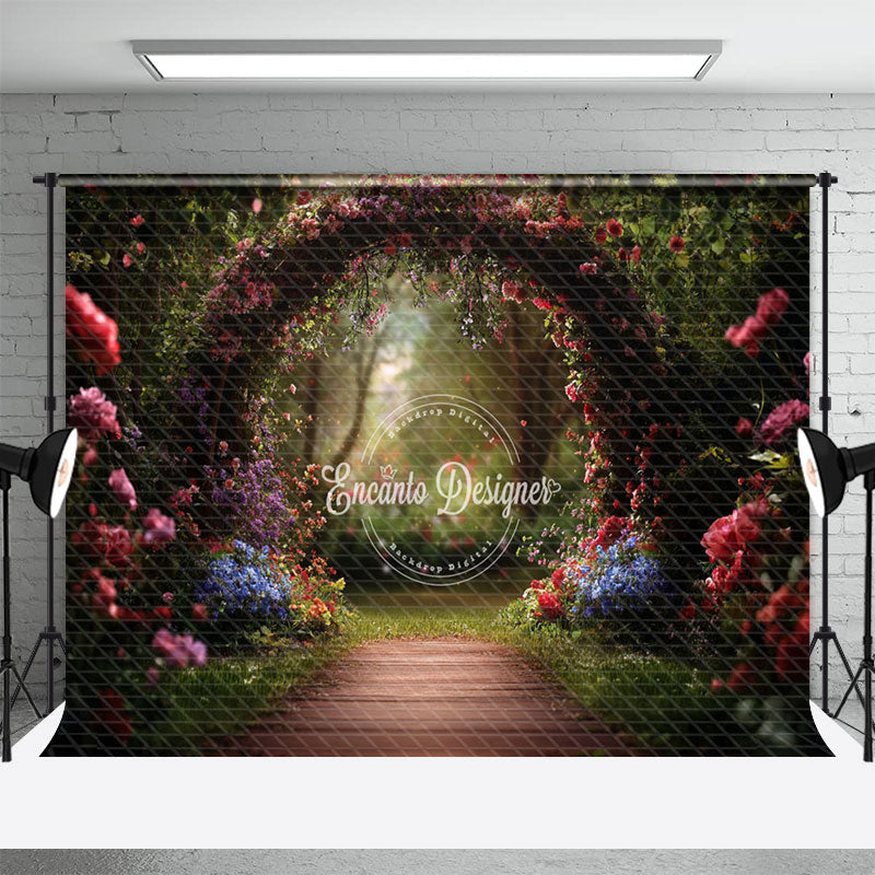 Aperturee - Aperturee Natural Floral Plant Arch Garden Path Spring Backdrop