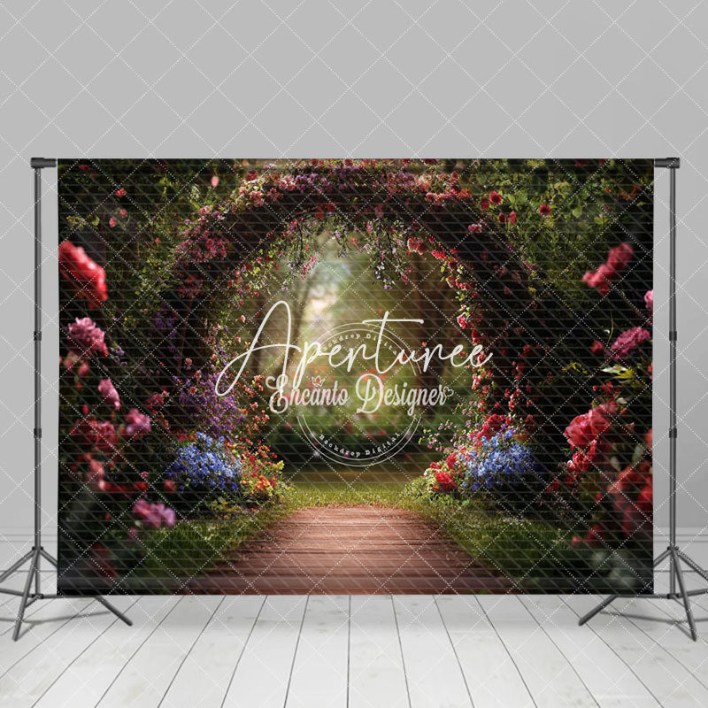 Aperturee - Aperturee Natural Floral Plant Arch Garden Path Spring Backdrop