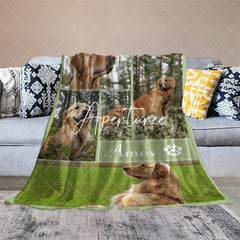 Aperturee - Aperturee Natural Green Custom Stitch Photos Name Pet Blanket