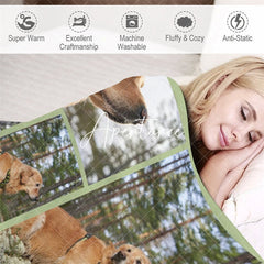 Aperturee - Aperturee Natural Green Custom Stitch Photos Name Pet Blanket