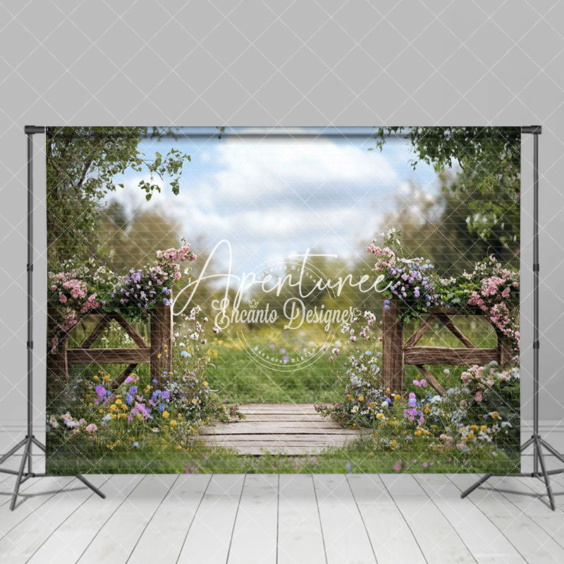 Aperturee - Aperturee Natural Green Garden Fence Floral Spring Backdrop