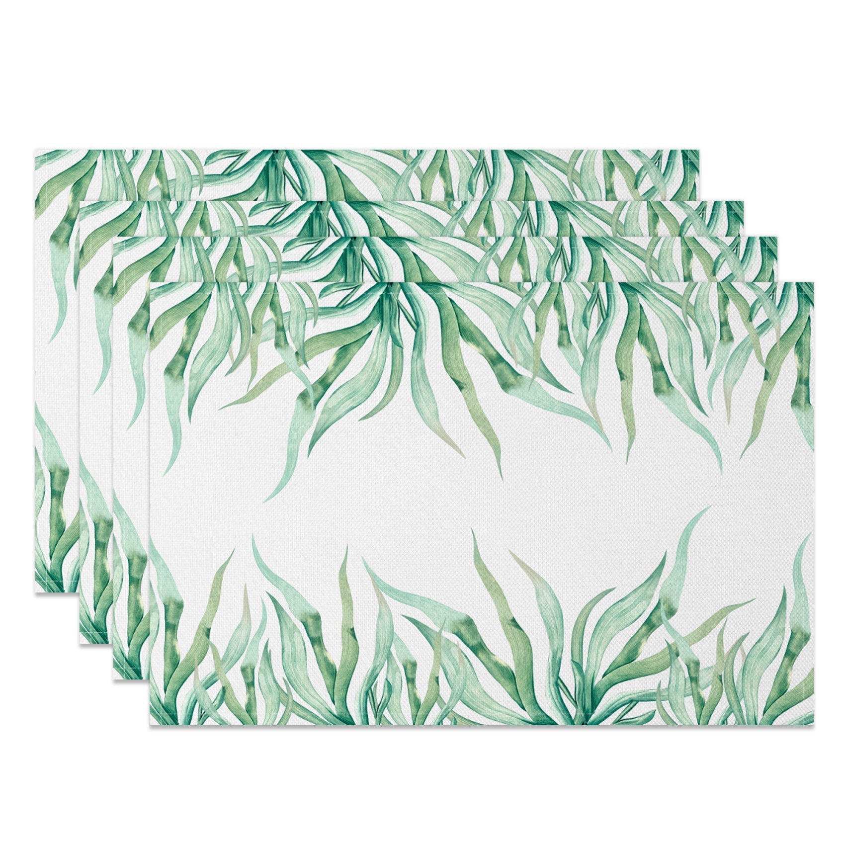 Aperturee - Aperturee Natural Green Waterweed Spring Set Of 4 Placemats