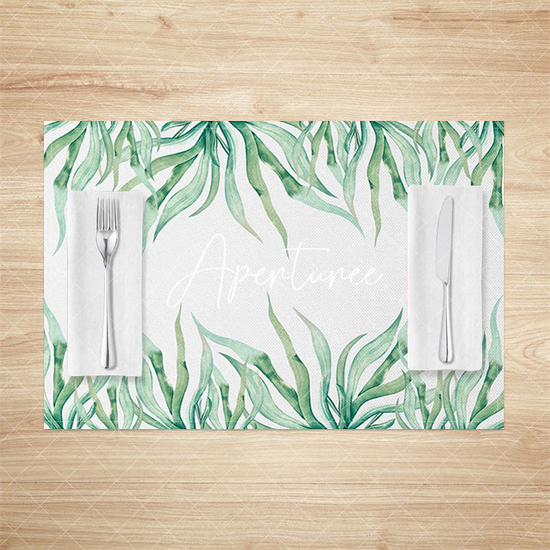 Aperturee - Aperturee Natural Green Waterweed Spring Set Of 4 Placemats