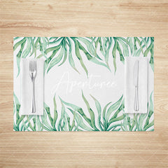 Aperturee - Aperturee Natural Green Waterweed Spring Set Of 4 Placemats