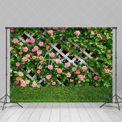 Aperturee - Aperturee Natural Greenery Pink Floral Spring Photo Backdrop