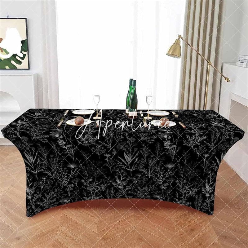 Aperturee - Aperturee Natural Plant Botanical Leaves Stretch Table Cover