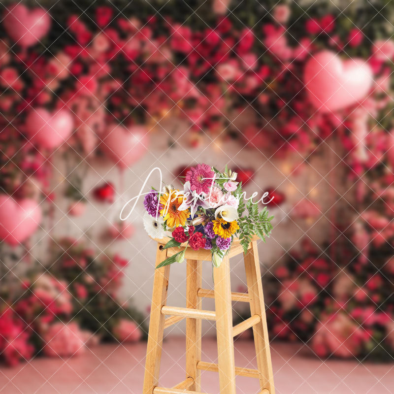 Aperturee - Aperturee Natural Plant Floral Lighted Valentines Day Backdrop