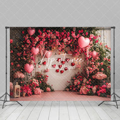 Aperturee - Aperturee Natural Plant Floral Lighted Valentines Day Backdrop