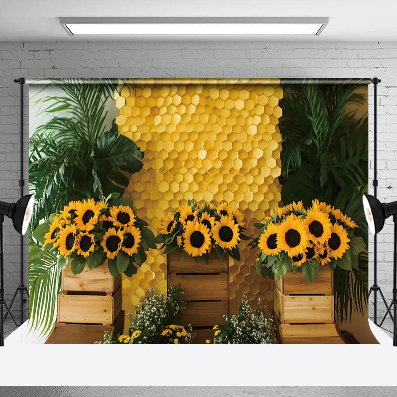 Aperturee - Aperturee Natural Plant Leaves Floral Honeycomb Wall Backdrop