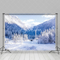 Aperturee - Aperturee Natural Snowy Forest Mountain Sky Winter Backdrop