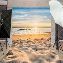 Aperturee - Aperturee Natural Sunrise Sky Sandy Beach Scenery Backdrop