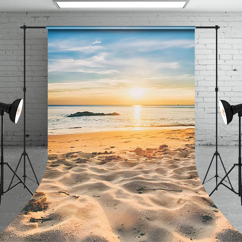 Aperturee - Aperturee Natural Sunrise Sky Sandy Beach Scenery Backdrop