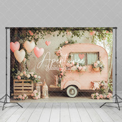 Aperturee - Aperturee Natural Tree Balloon Pink Car Valentines Day Backdrop