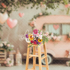 Aperturee - Aperturee Natural Tree Balloon Pink Car Valentines Day Backdrop