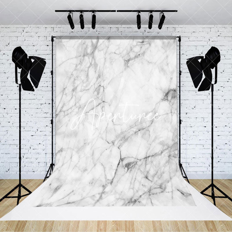 Aperturee - Aperturee Natural White Grey Marble Texture Photo Backdrop