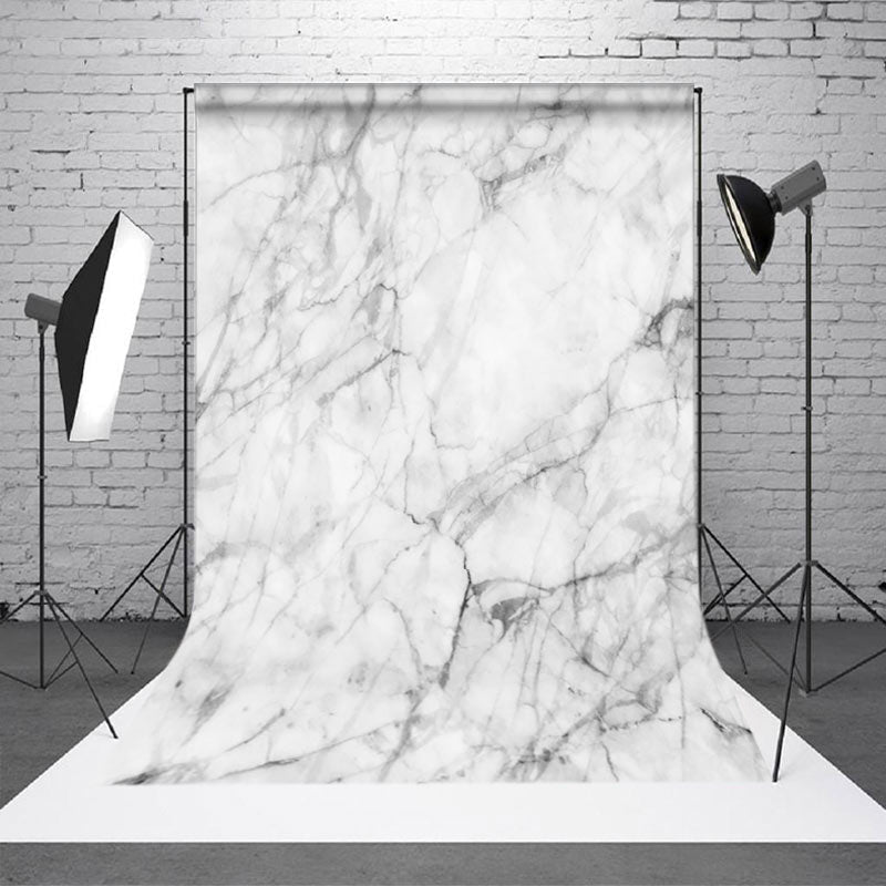 Aperturee - Aperturee Natural White Grey Marble Texture Photo Backdrop