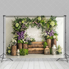 Aperturee - Aperturee Natural Wooden Stake Greenery Floral Spring Backdrop