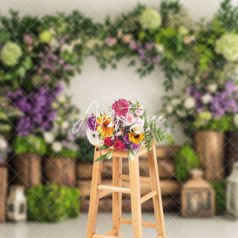 Aperturee - Aperturee Natural Wooden Stake Greenery Floral Spring Backdrop