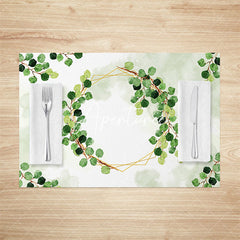 Aperturee - Aperturee Nature Green Leaves Wreath Spring Set Of 4 Placemats