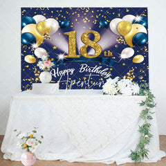 Aperturee - Aperturee Navy Blue Balloons 18Th Birthday Party Backdrop