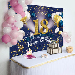 Aperturee - Aperturee Navy Blue Balloons 18Th Birthday Party Backdrop