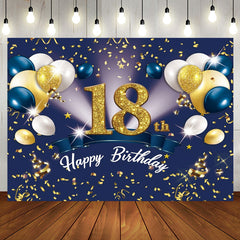 Aperturee - Aperturee Navy Blue Balloons 18Th Birthday Party Backdrop