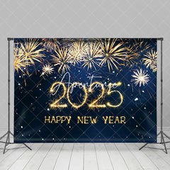 Aperturee - Aperturee Navy Blue Dazzling Happy New Year Party Backdrop