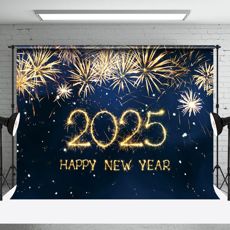 Aperturee - Aperturee Navy Blue Dazzling Happy New Year Party Backdrop