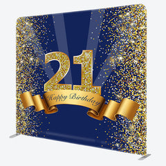 Aperturee - Aperturee Navy Blue Glitter Fabric Backdrop Cover for Birthday