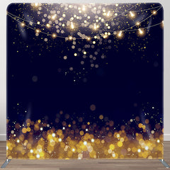 Aperturee - Aperturee Navy Blue Gold Bokeh Party Square Tension Backdrop