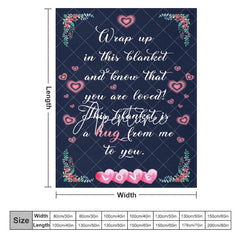 Aperturee - Aperturee Navy Blue Pink Hearts Romantic Custom Text Blanket