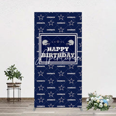 Aperturee - Aperturee Navy Blue White Stars Cowboys Birthday Arch Backdrop