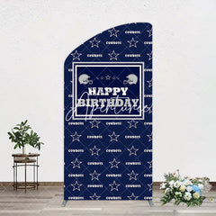 Aperturee - Aperturee Navy Blue White Stars Cowboys Birthday Arch Backdrop