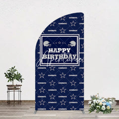 Aperturee - Aperturee Navy Blue White Stars Cowboys Birthday Arch Backdrop