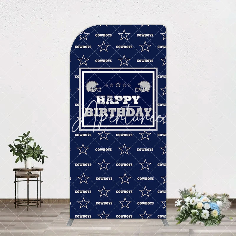 Aperturee - Aperturee Navy Blue White Stars Cowboys Birthday Arch Backdrop