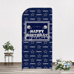 Aperturee - Aperturee Navy Blue White Stars Cowboys Birthday Arch Backdrop