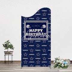 Aperturee - Aperturee Navy Blue White Stars Cowboys Birthday Arch Backdrop