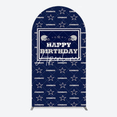 Aperturee - Aperturee Navy Blue White Stars Cowboys Birthday Arch Backdrop