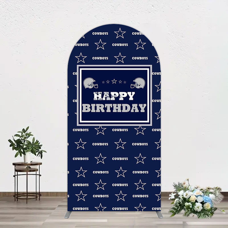 Aperturee - Aperturee Navy Blue White Stars Cowboys Birthday Arch Backdrop