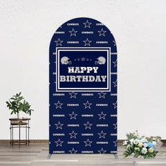 Aperturee - Aperturee Navy Blue White Stars Cowboys Birthday Arch Backdrop