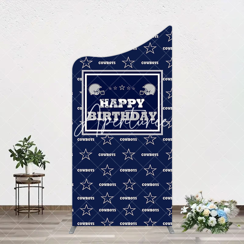 Aperturee - Aperturee Navy Blue White Stars Cowboys Birthday Arch Backdrop