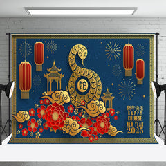 Aperturee - Aperturee Navy Blue Zodiac Snake Happy New Year 2025 Backdrop