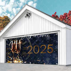 Aperturee - Aperturee Navy Clock Champagne 2025 New Year Garage Door Banner