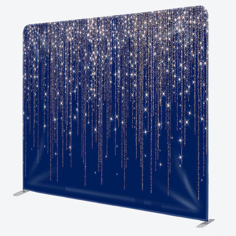 Aperturee - Aperturee Navy Silver Fabric Backdrop Cover for Birthday Party