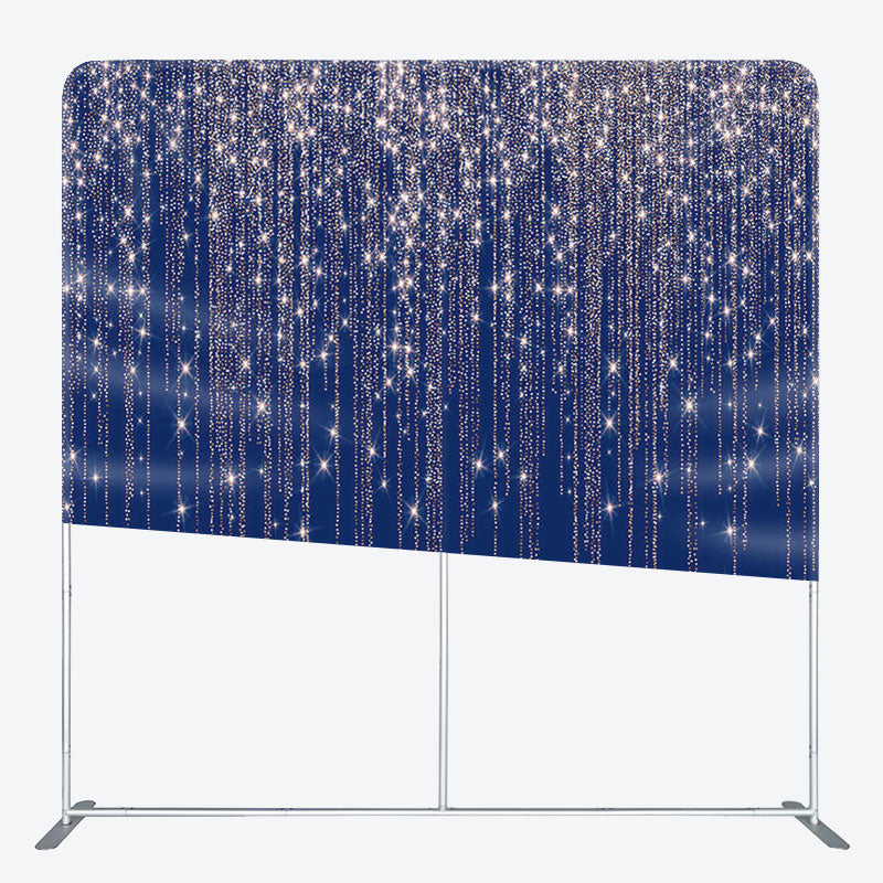 Aperturee - Aperturee Navy Silver Fabric Backdrop Cover for Birthday Party