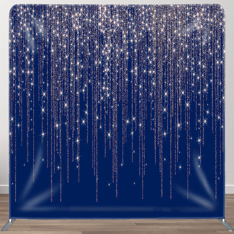 Aperturee - Aperturee Navy Silver Fabric Backdrop Cover for Birthday Party