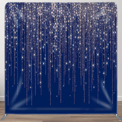 Aperturee - Aperturee Navy Silver Fabric Backdrop Cover for Birthday Party