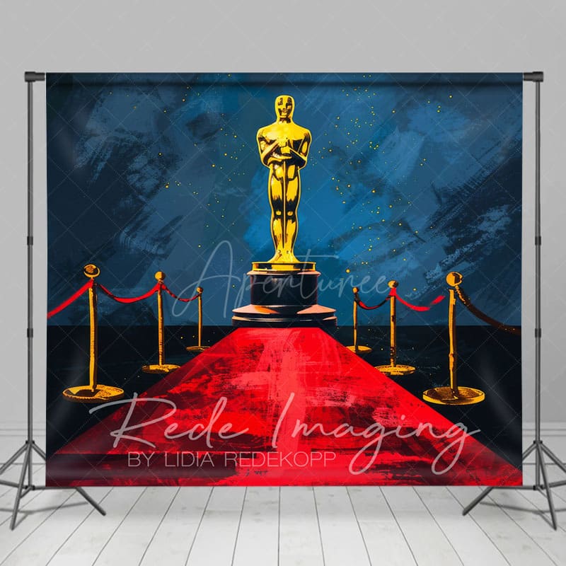 Aperturee - Aperturee Navy Wall Oscar Award Red Stage Photography Backdrop