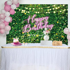 Aperturee - Aperturee Neon Glitter Light Green Leaves Birthday Backdrop