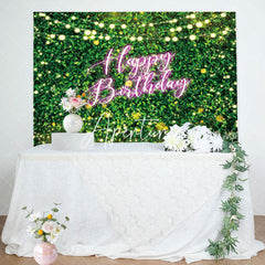 Aperturee - Aperturee Neon Glitter Light Green Leaves Birthday Backdrop